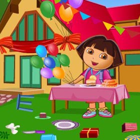 game Dora birthday bash cleaning