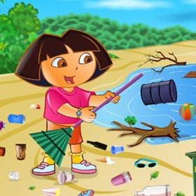 game Ecofreak dora cleaning beach